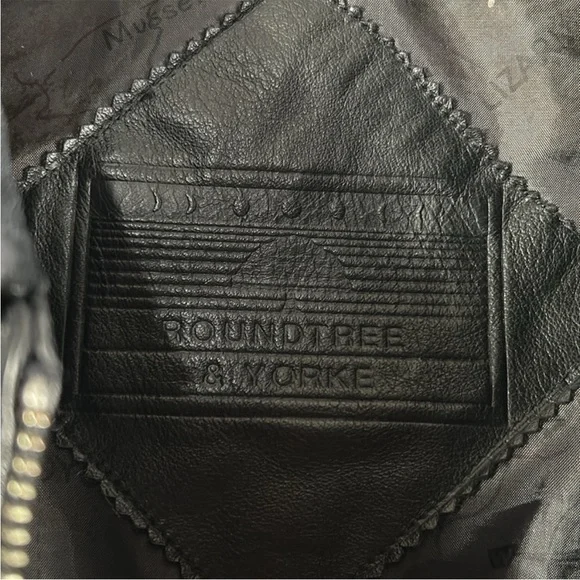 Roundtree & Yorke bomber aviator Black Leather jacket Sz S - Picture 2 of 11